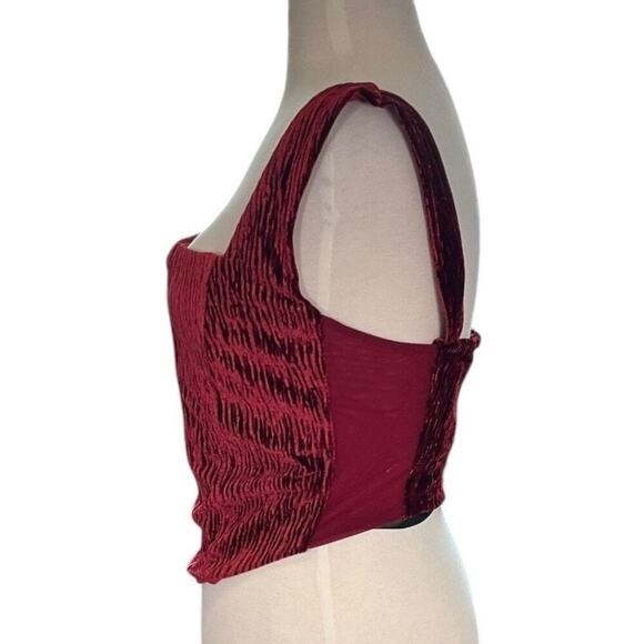 N By Naked Wardrobe Boned Plush Velvet Crop Tank In Wine Size XL NWT Zip Back - Picture 3 of 12